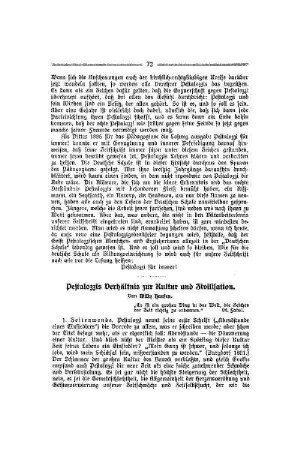 Pestalozzis Verhältniss zur Kultur und Zivilisation
