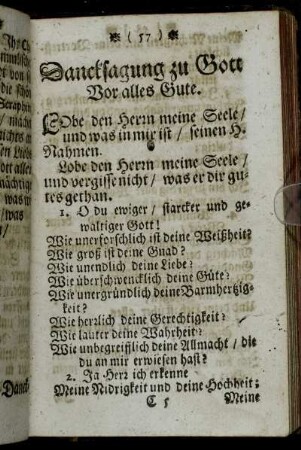 Dancksagung zu Gott Vor alles Gute