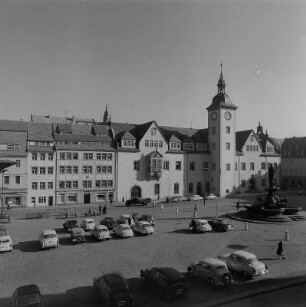 Freiberg. Blick auf den Obermarkt mit Rathaus