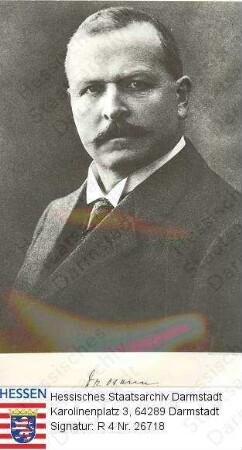 Osann, Arthur, Dr. jur. (1862-1924) / Porträt, linksvorblickendes Brustbild mit faks. Unterschrift