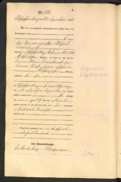 Standesamtsbuch der Stadt Aschaffenburg: Geburten 365/1900 - 184/1901