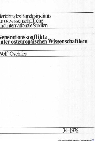 Generationskonflikte unter osteuropäischen Wissenschaftlern