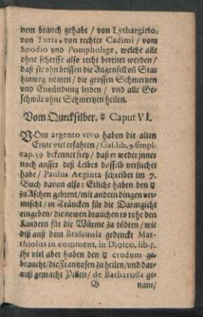 Vom Quecksilber. Caput VI.