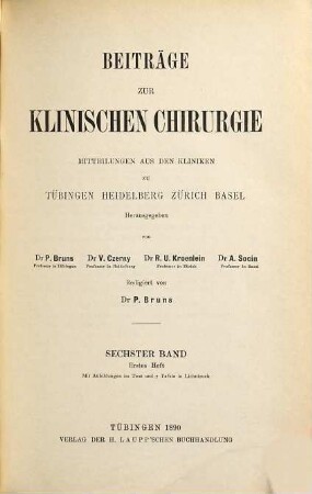 Beiträge zur klinischen Chirurgie. 6. 1890