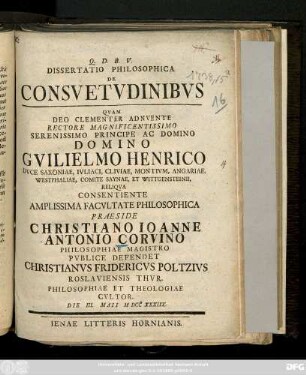 Dissertatio Philosophica De Consvetvdinibus