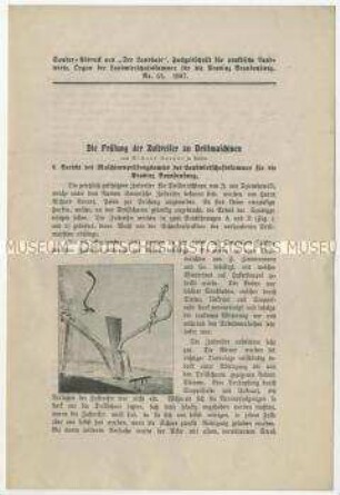 Bericht über die Prüfung der Zustreifer an Drillmaschinen