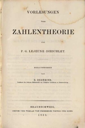 Vorlesungen über Zahlentheorie