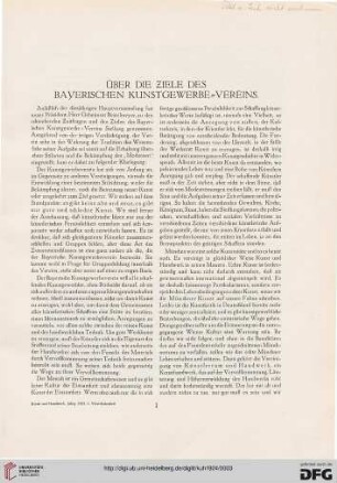 Über die Ziele des Bayerischen Kunstgewerbe-Vereins