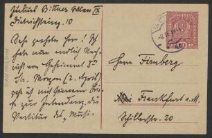 Brief an Bernhard Firnberg : 02.04.1919