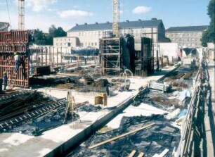 Baustelle Sächsische Landesbibliothek - Staats- und Universitätsbibliothek Dresden, Zentralbibliothek. Rohbau, Bereich Nordriegel : Dresden-Räcknitz, Zellescher Weg 18. Baustelle Sächsische Landesbibliothek - Staats- und Universitätsbibliothek Dresden, Zentralbibliothek. Rohbau, Bereich Nordriegel