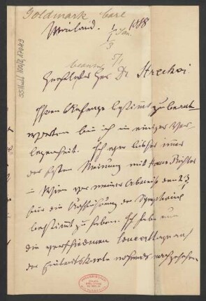 Brief an Ludwig Strecker <senior> und B. Schott's Söhne : 01.01.1888