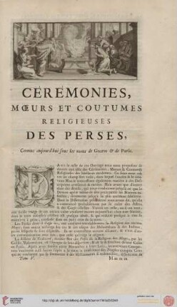 Cérémonies, moers et coutumes religieuses des Perses
