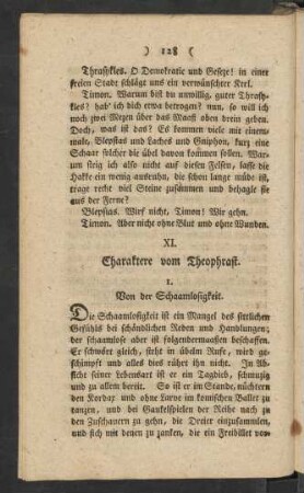 XI. Charaktere vom Theophrast
