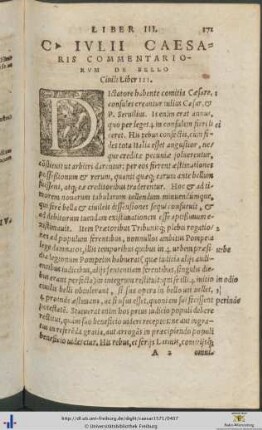 Gaii Iulii Caesaris Commentariorum De Bello Civili Liber III