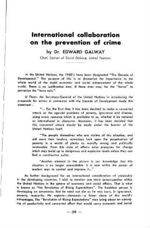 201-205, International collaboration on the prevention of crime
