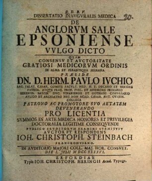 Diss. inaug. ... de Anglorum sale, Epsoniense vulgo dicto