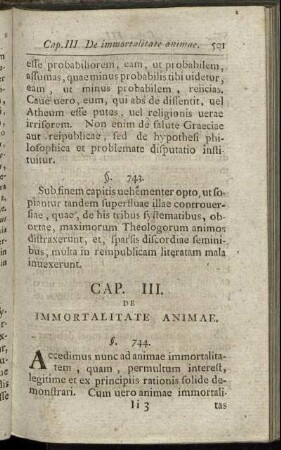 Cap. III. De Immortalitate Animae.
