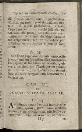 Cap. III. De Immortalitate Animae.