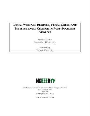 Local welfare regimes, fiscal crisis, and institutional change in post-socialist Georgia