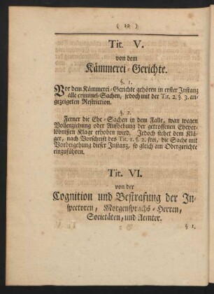 Tit. V. von dem Kämmerei-Gerichte