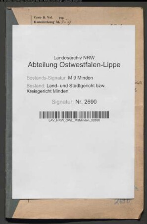 Erblasser: Volkmann, Caroline Marie Elisabeth, geb. Kleine: