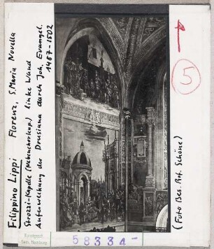 Filippino Lippi: Florenz, Santa Maria Novella, Capella Strozzi, linke Wand mit Auferweckung der Drusiana