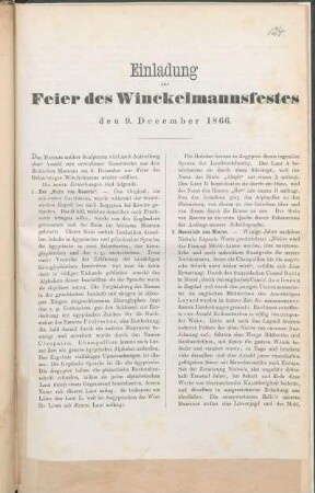 Einladung zur Feier des Winckelmannfestes : den 9. December 1866