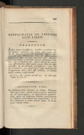 Hippocratis de videndi acie liber.