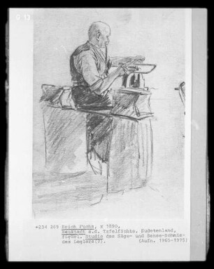 Figürliche Studie des Säge- und Sense-Schmiedes Legler (Neustadt a. d. Tafelfichte , Sudetenland)