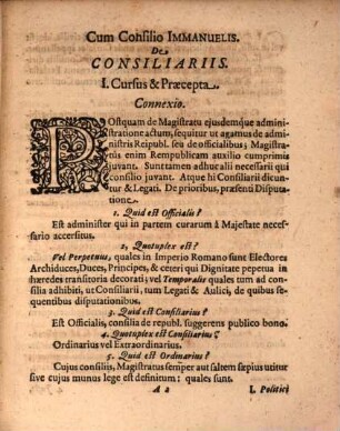 Collegii politici publici cursus ... de consiliario