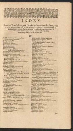 Index Rerum, Vocabulorum & Phrasium Germanico-Latinus, [...]