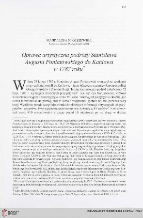 73: Oprawa artystyczna podróży Stanisława Augusta Poniatowskiego do Kaniowa w 1787 roku