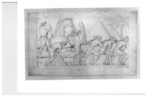 Ägypten : Rietschel, Ernst. Relief für die Aula des Leipziger Augusteums. Ägypten. Bleistift auf hellelfenbeinfarbenem Velin; 26,7 x 45,7 cm. Januar 1836. Privatbesitz (Nachlass des Künstlers). WVZ 248