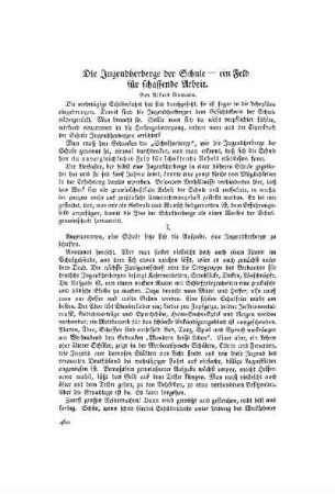 Die Jugendherberge der Schule - ein Feld für schaffende Arbeit