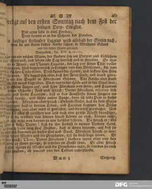 Predigt auf den ersten Sonntag nach dem Fest der heiligen Drey-Einigkeit.