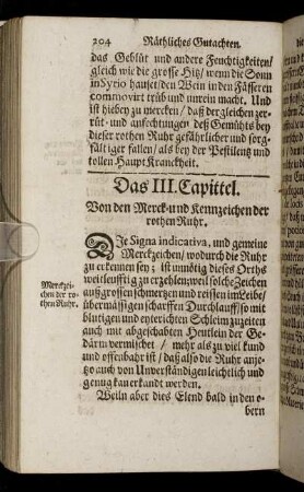 Das III. Capittel. Von den Merck- und Kennzeichen der rothen Ruhr.