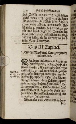 Das III. Capittel. Von den Merck- und Kennzeichen der rothen Ruhr.