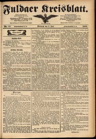 Erste Ausgabe vom Mittwoch, den 03. Juni 1903.
