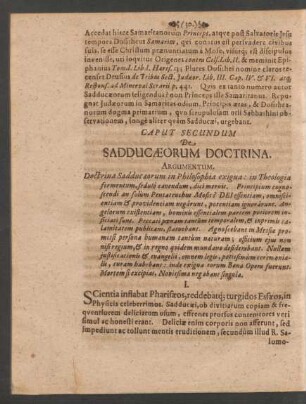 Caput Secundum De Sadducaeorum Doctrina.