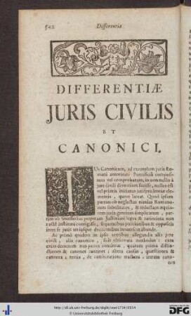 Differentiae Juris Civilis Et Canonici.