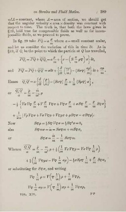 Quaternion investigation on strains and fluid motion. [Fortsetzung].