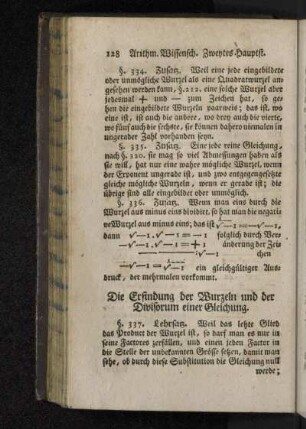 Die Erfindung der Wurzeln und der Divisorum einer Gleichung.