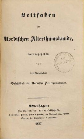 Leitfaden zur Nordischen Alterthumskunde