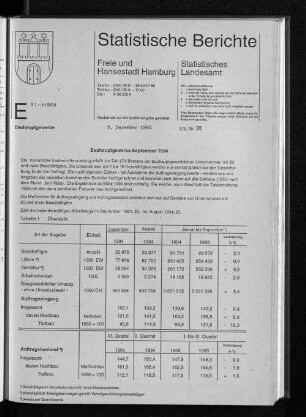 Bauhauptgewerbe September 1994 : Lfd. Nr. 38