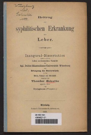 Beitrag zur syphilitischen Erkrankung der Leber