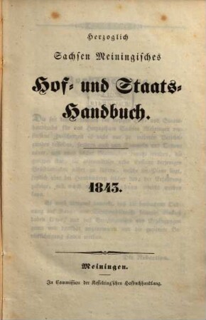 Herzoglich-Sachsen-Meiningisches Hof- und Staats-Handbuch, 1843