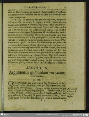 Sectio II. Argumentis quibusdam veritatem confirmans