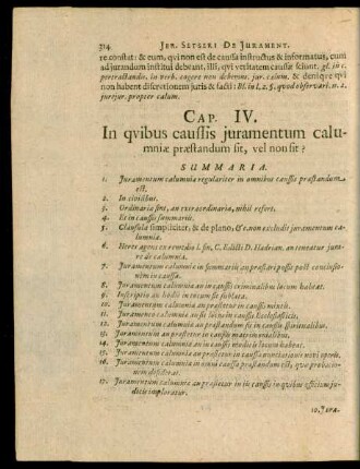 Cap. IV. In quibus caussis iuramentum calumniae praestandum sit, vel non sit?