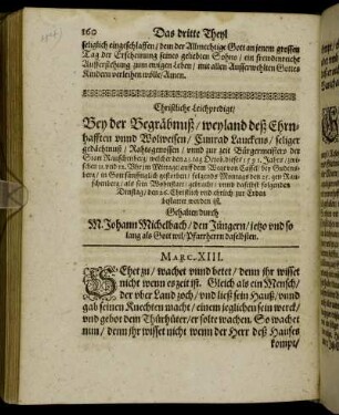 Christliche Leichpredigt/ Bey der Begräbnuß/ weyland deß Ehrnhafften unnd Wolweisen/ Cunrad Lauckens [...]