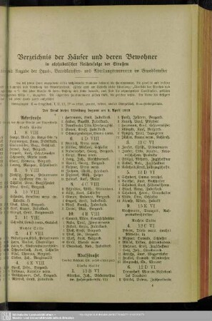Häuserbuch : Verzeichnis der Häuser, deren Bewohner, Straßen und Plätze der Stadt
